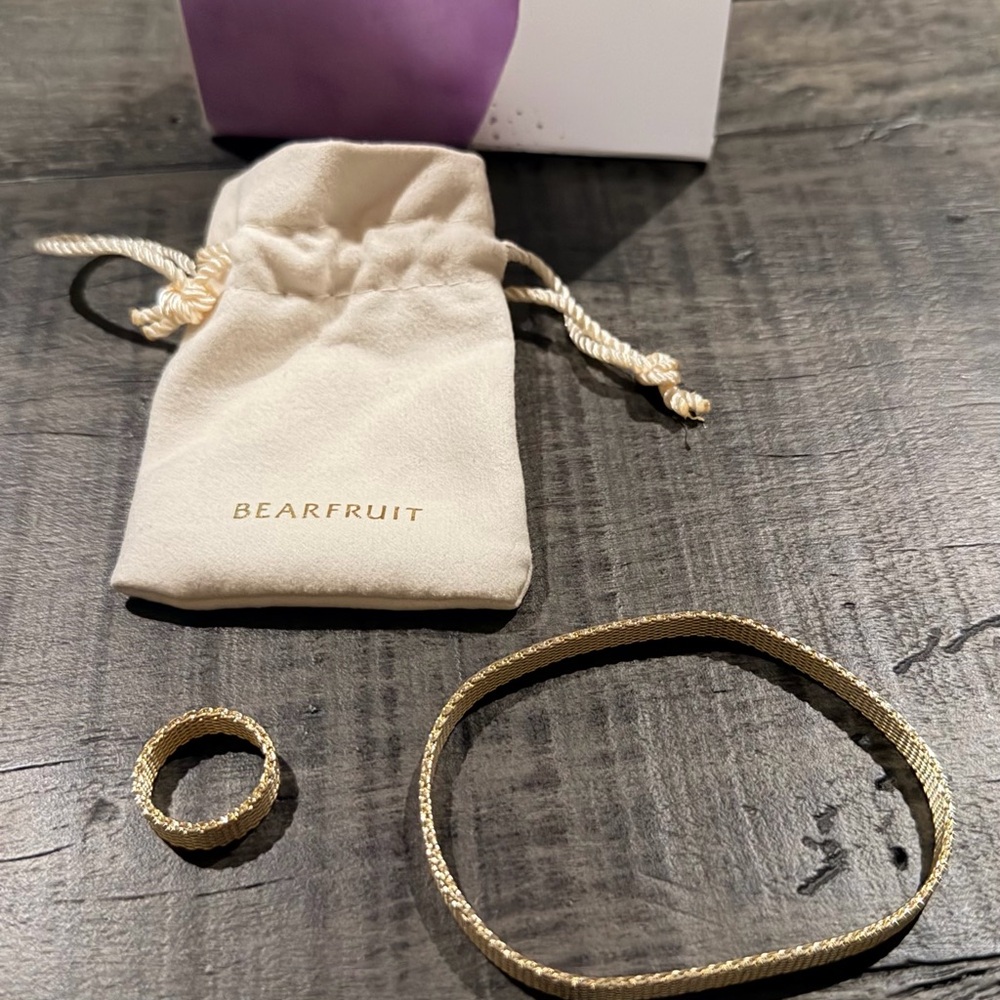 NWT Bearfruit Goldtone Bracelet and Ring